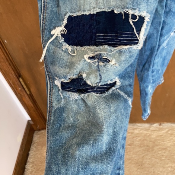 American Eagle distressed jean overall denim cotton size M - Picture 4 of 17